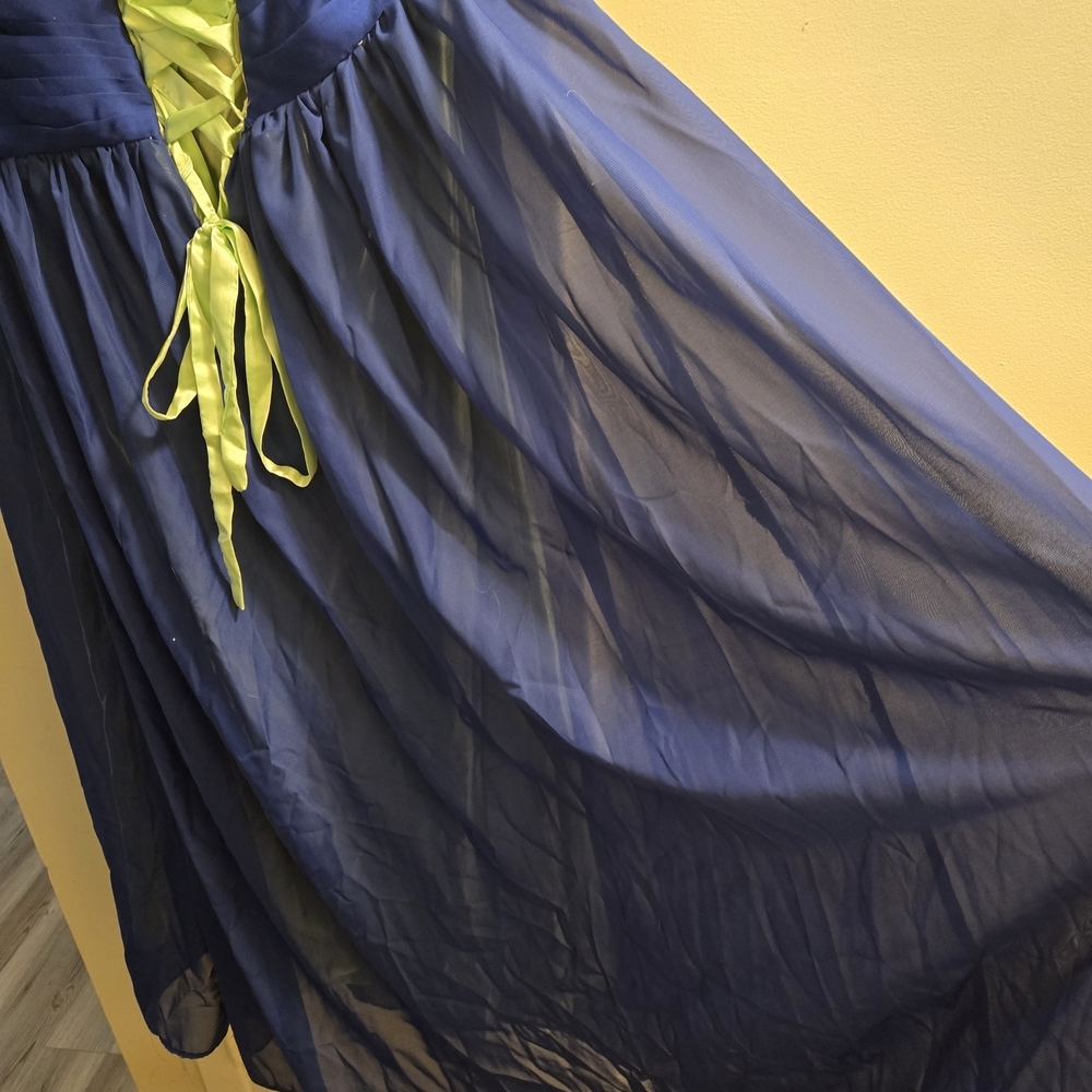 Grace Karin Floor Length Fairy   Evening /Fomal Sheer Gown Prom  Size 20 Blue - Picture 12 of 15